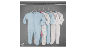 Pre-Loved Baby Clothes Hanging on a Rack